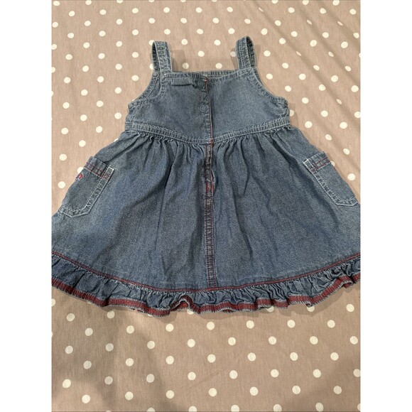 Gymboree Vintage 6-12 Months Country Picnic Denim Dress Ruffles 2000 Y2K Baby - Picture 4 of 6